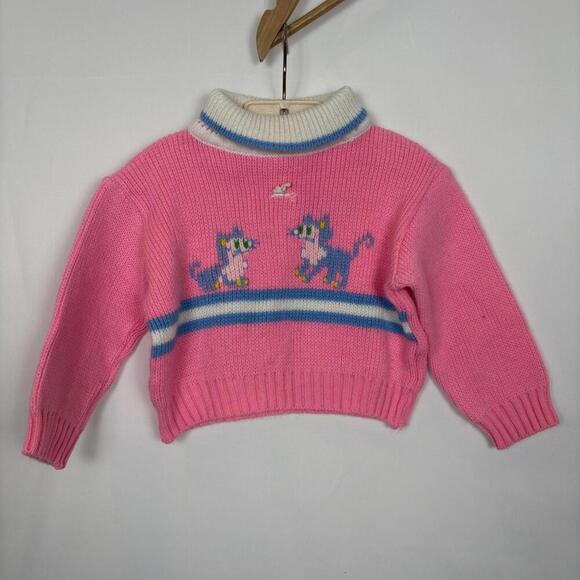 Vintage Tiny Tots Original Knit Hot Pink Kitten Sweater (check measurements) - Picture 2 of 6